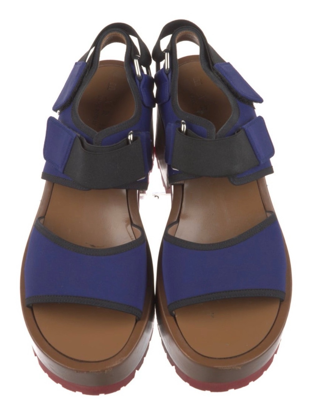 Marni Blue and Brown Platform Lug-Sole Sandal with Red Outsole - Picture 2 of 5